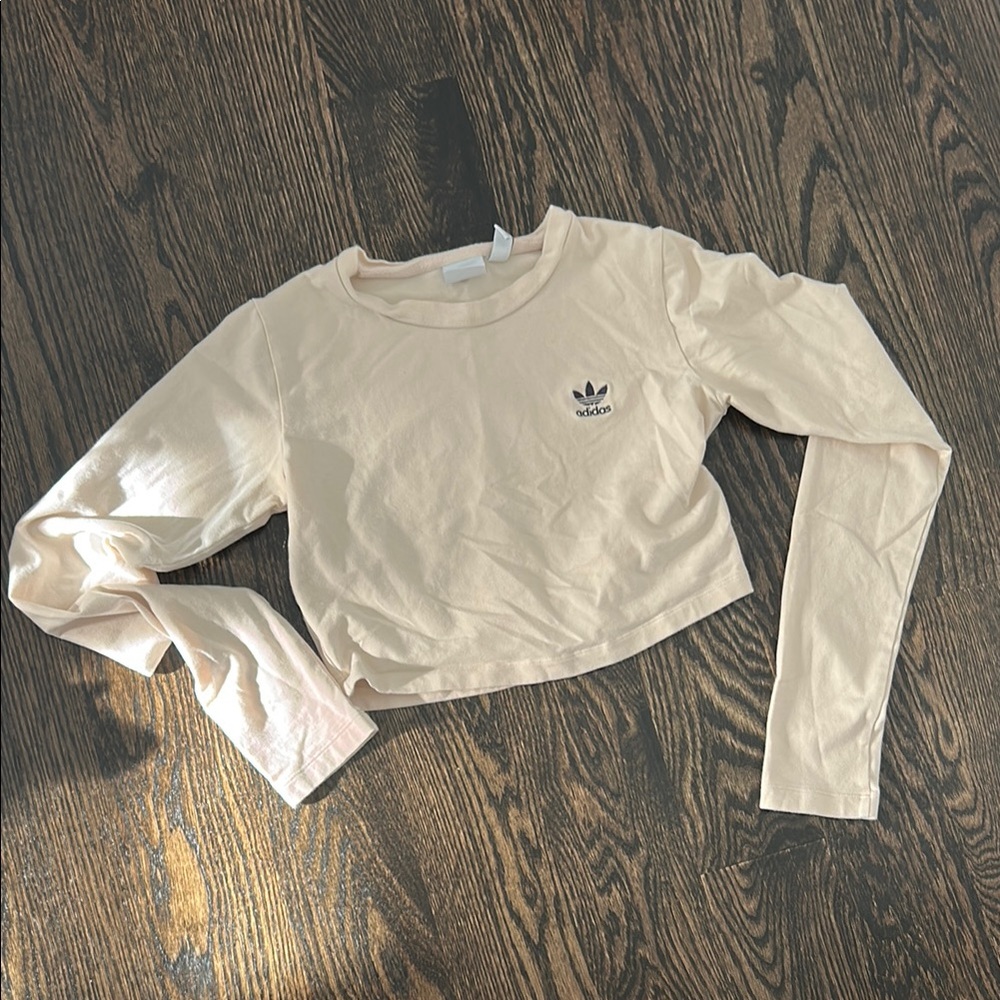 Adidas Cream Long Sleeve Crop Top